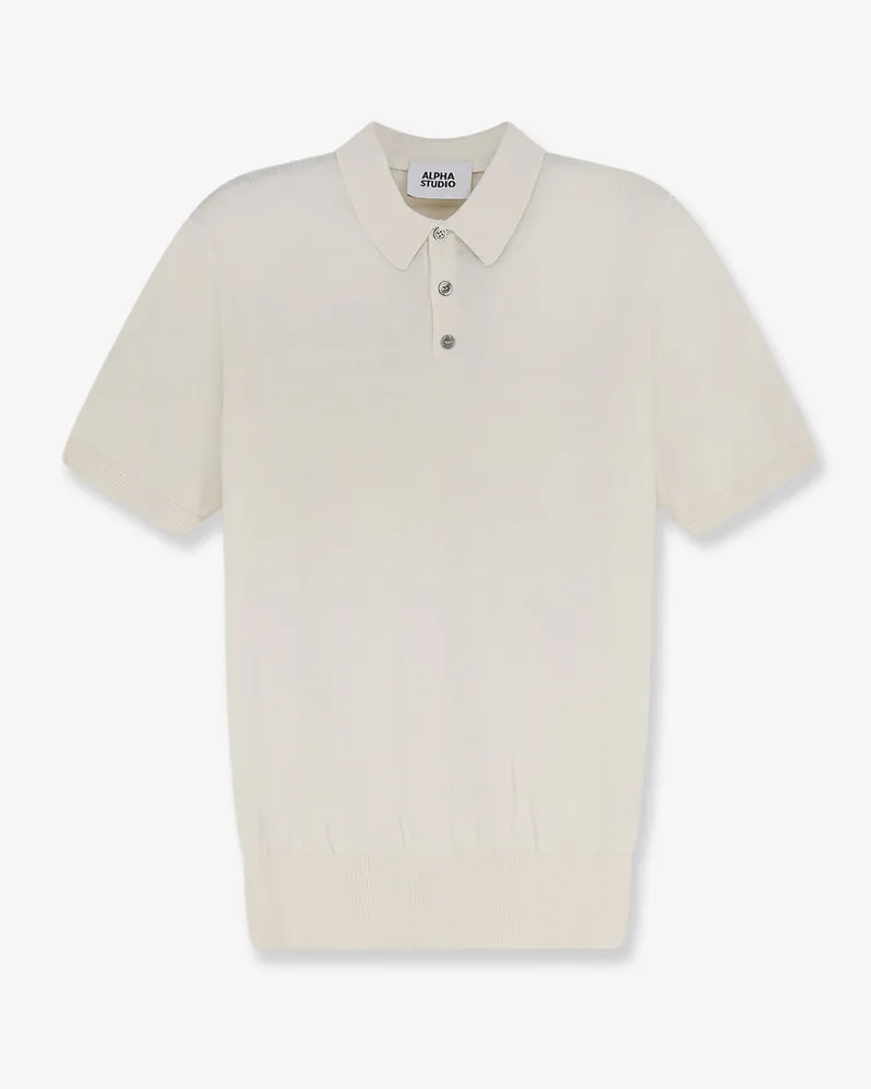 Alpha Studio Men's Polo Shirt Cotton-Silk White T-shirts And Polos White