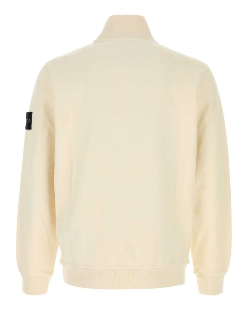 Stone Island Men's Ivory Cotton Sweatshirt White Exterior: Polo T-shirts And Polos Cream