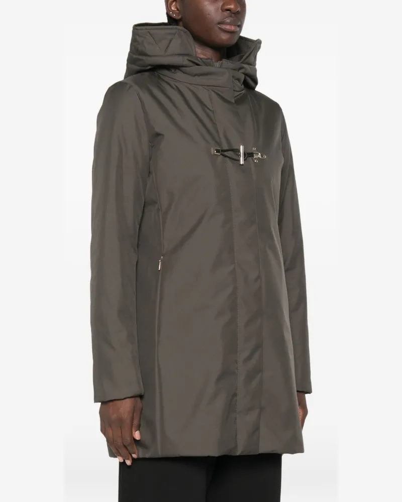 Fay Quilted Hood Coat — Charcoal Charcoal