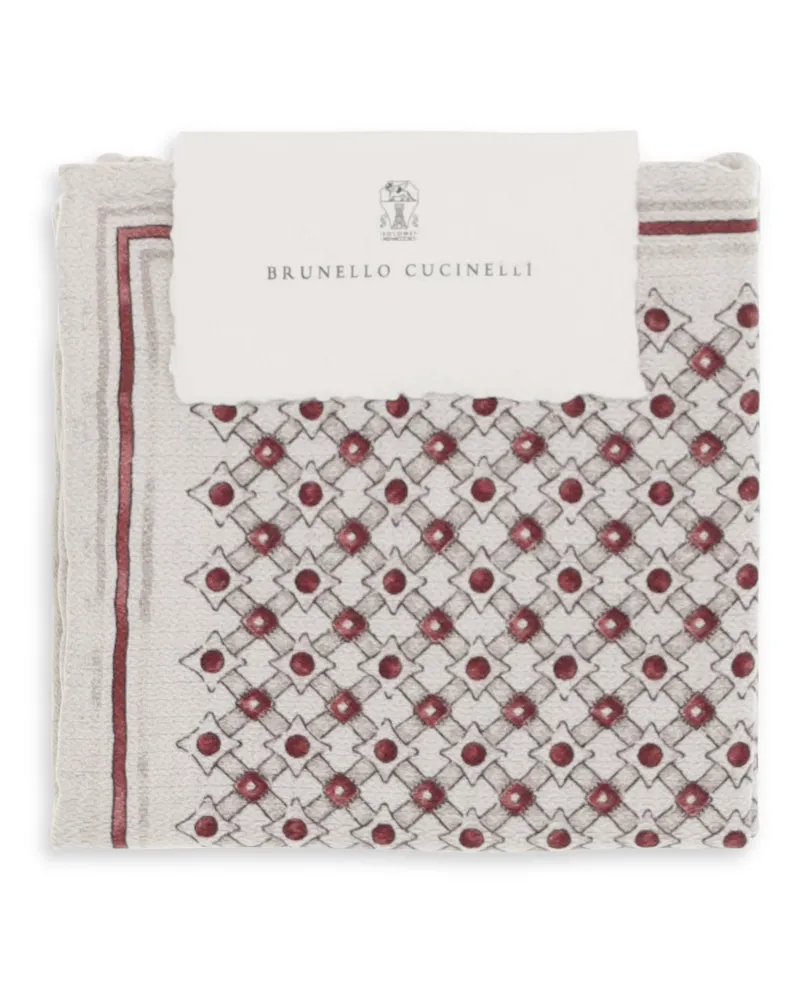 Brunello Cucinelli Men's Silk Pochette Cherry Umbrellas Accessory Cherry