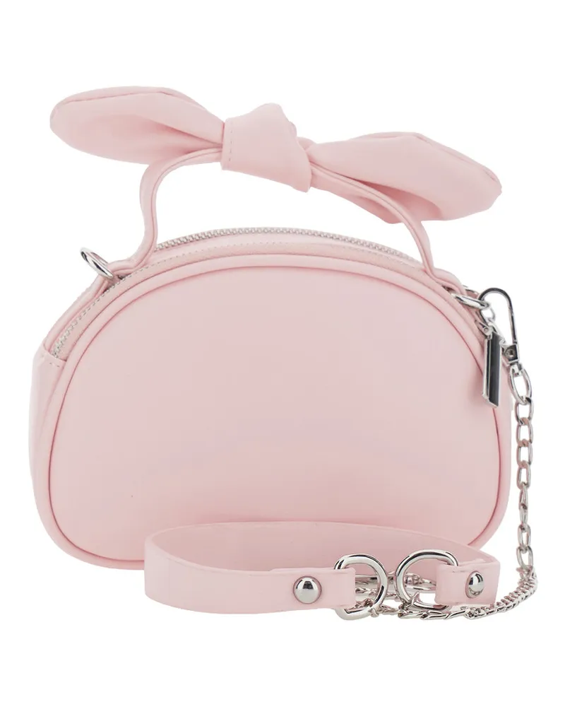 Monnalisa Girls' Crossbody Bag With Leather Handles, Pink Polyurethane Shoulder Pink