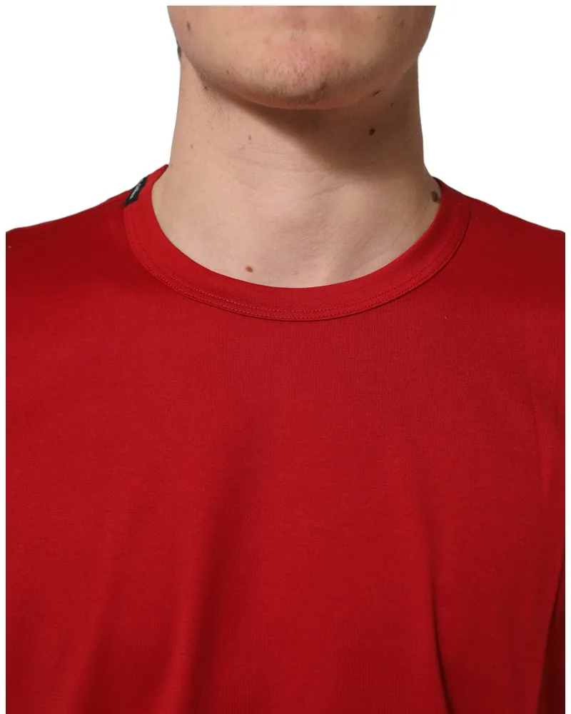 Dolce & Gabbana Men's Red Goodluck 2023 Cotton Crew Neck T-Shirt Red