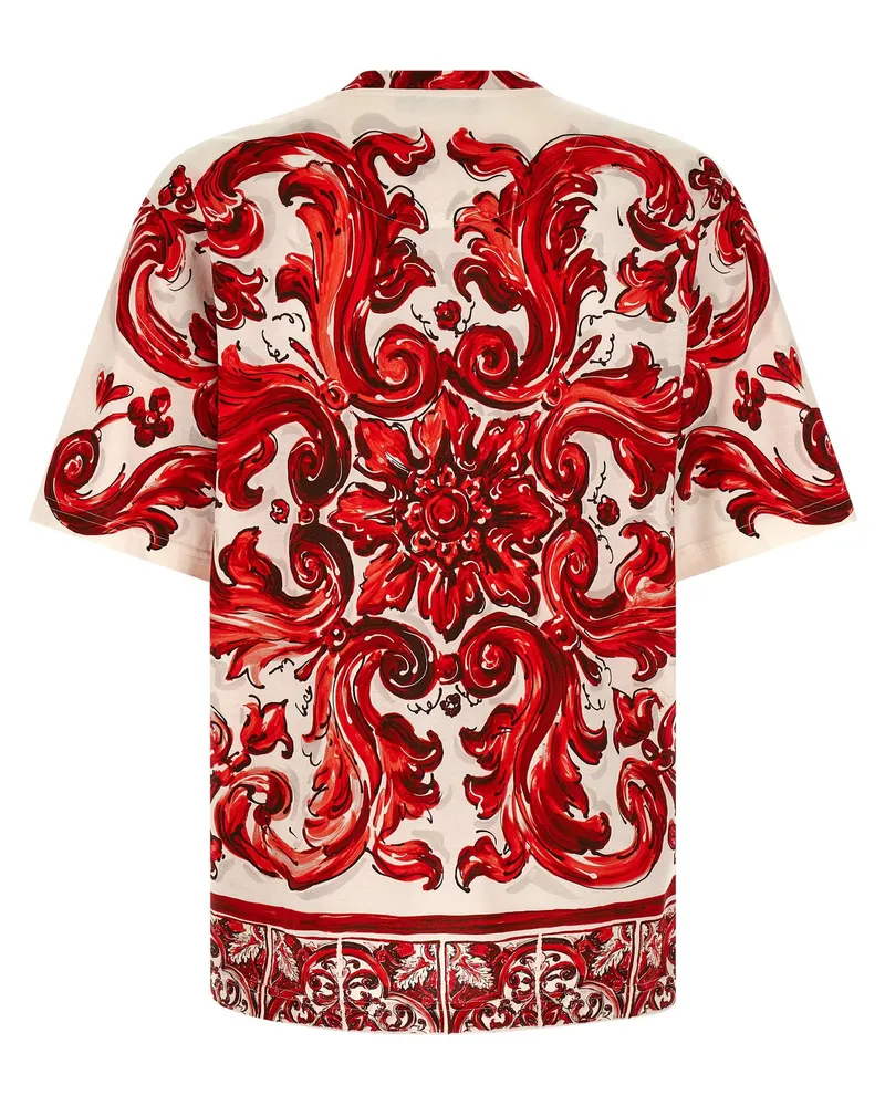 Dolce & Gabbana Maiolica-Print Cotton T-shirt — Red Red