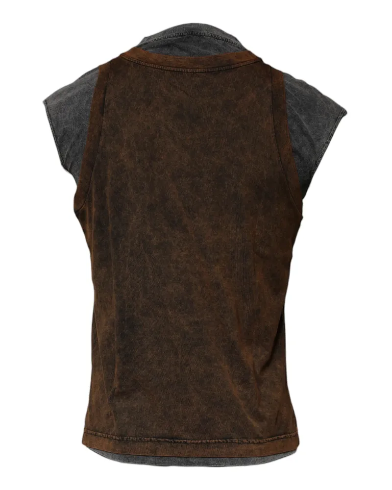 Dolce & Gabbana Cotton Round Neck Tank Top — Brown Brown