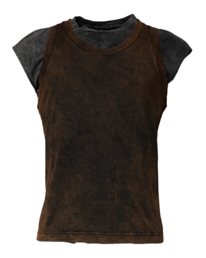 Dolce & Gabbana Men's Brown Cotton Round Neck Sleeveless T-Shirt Brown