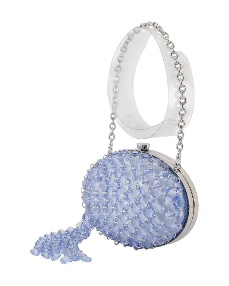 Self-Portrait Women's Oval Crystal Chain Clutch Bag - Self Portrait Synthetic Purple Clutches Purple