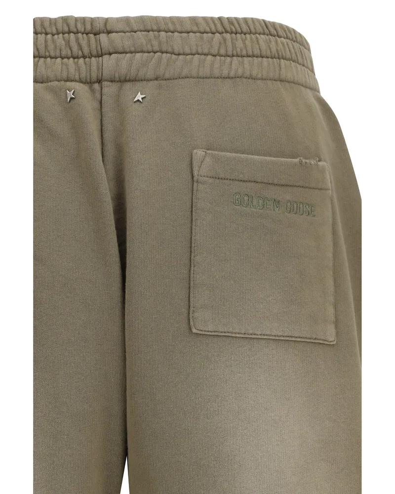 Golden Goose Men Sweatpants Journey Bleached Washed Beige Cotton Sweatshirts Sweater Beige