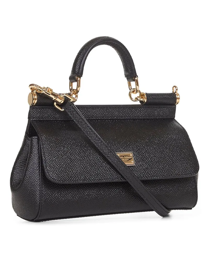 Dolce & Gabbana Women's Handbag Sicily Black Calf Leather Handbags Hand Bags Black