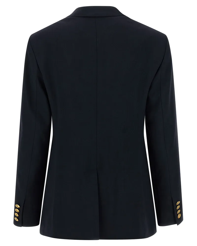 Ralph Lauren Double-Breasted Wool Crêpe Blazer — Black Black
