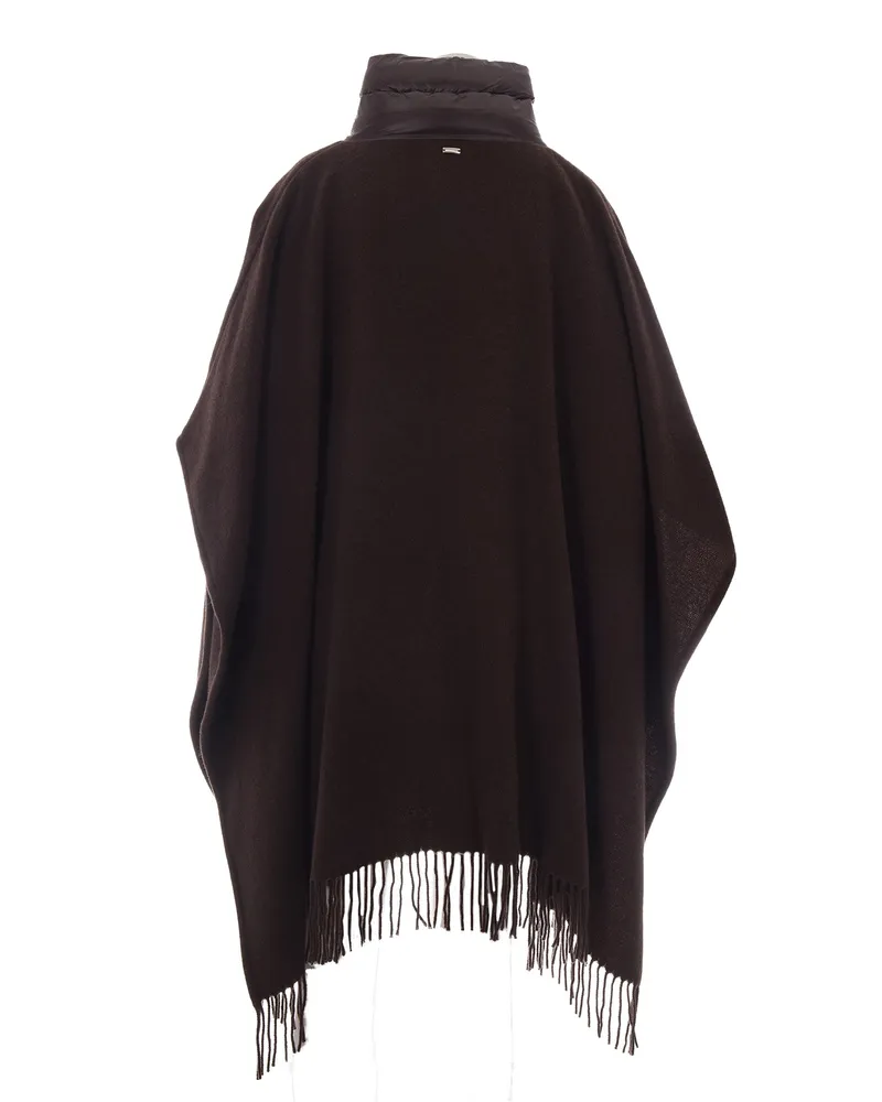 Herno Wool and Cashmere with Quilted Pockets Cape — Black Black