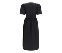 Puff Shoulders with Waist Bows Dress — Black