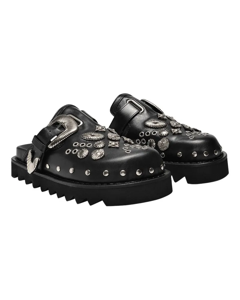 Toga Women's Aj1058 Mules -  Black Leather Cowhide Shoes Black