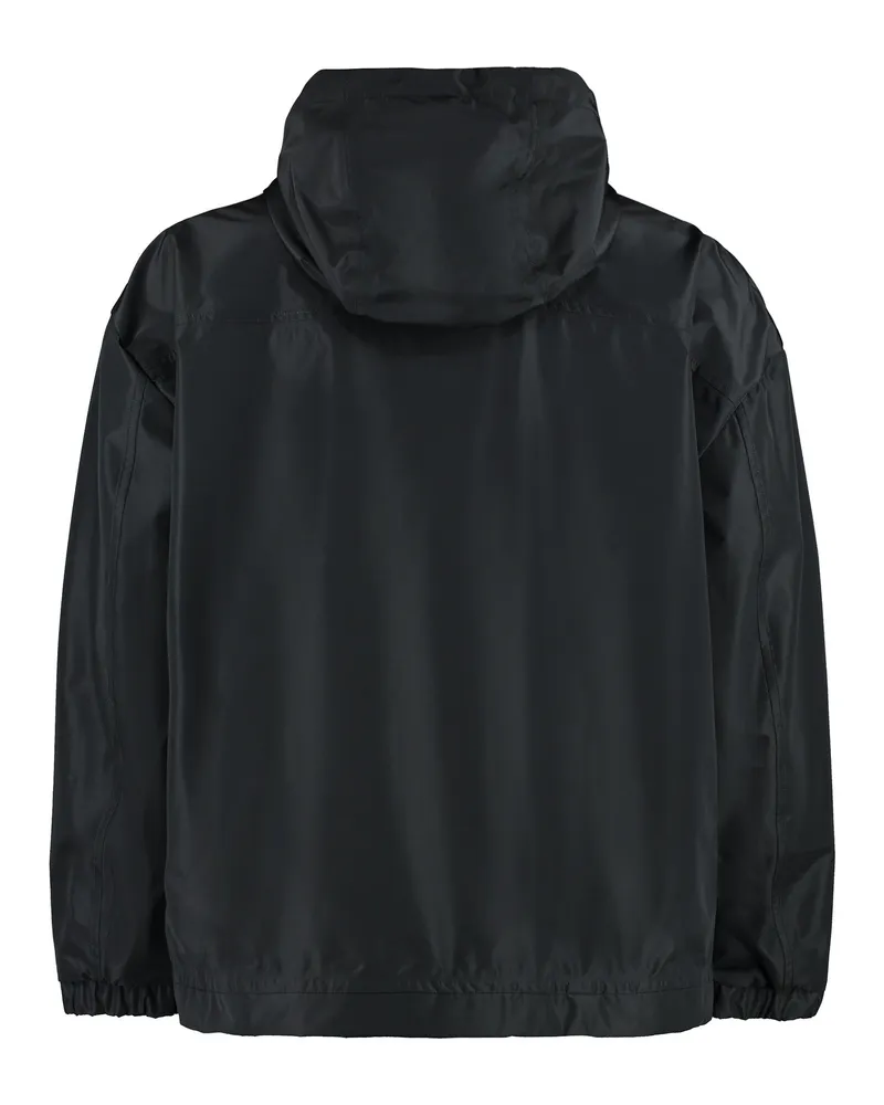 Dolce & Gabbana Men Technical Fabric Hooded Jacket Black Polyester Raincoats Coat Black
