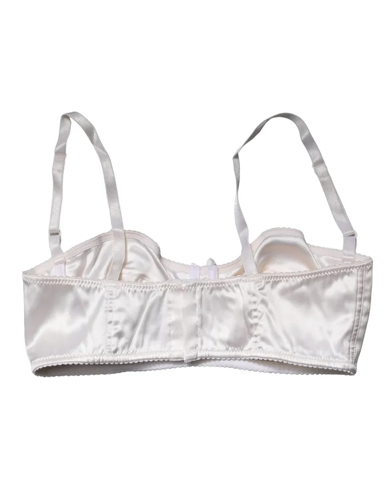 Dolce & Gabbana Women White Semi-Pad Underwire Balconette Bra Underwear Elastane Silk Clothing White