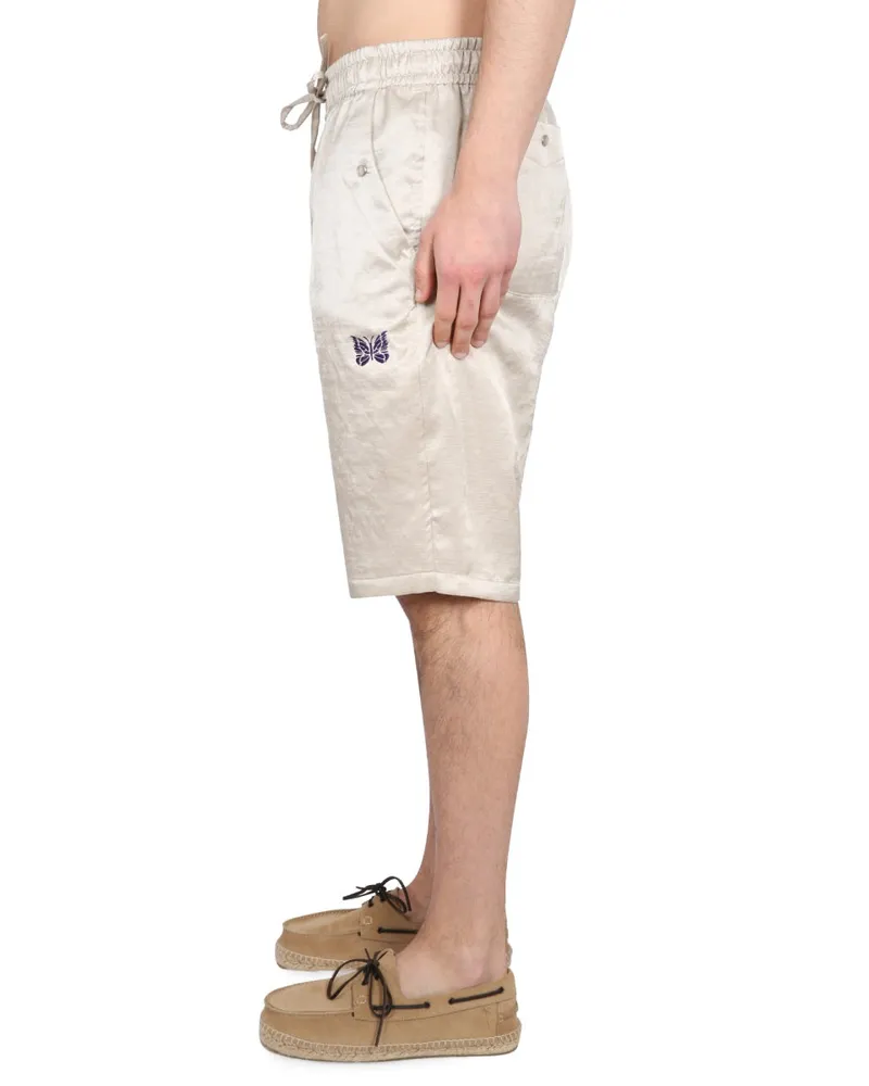 NEEDLES Drawstring Elastic Waist Bermuda Shorts — Beige Beige