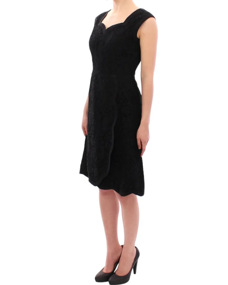 Dolce & Gabbana Women Black Floral Lace Sicily Runway Dress Cotton Black