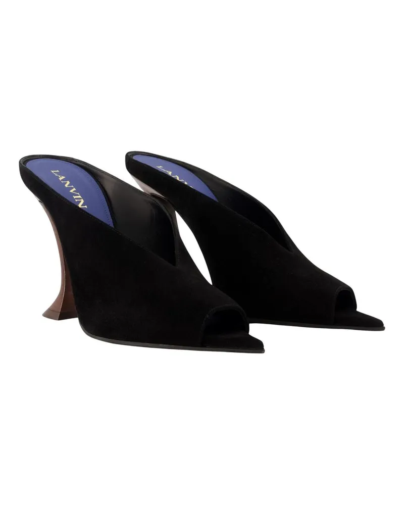 Lanvin Women's Midnight Step Pumps -  Leather Black Calfskin Shoes Black