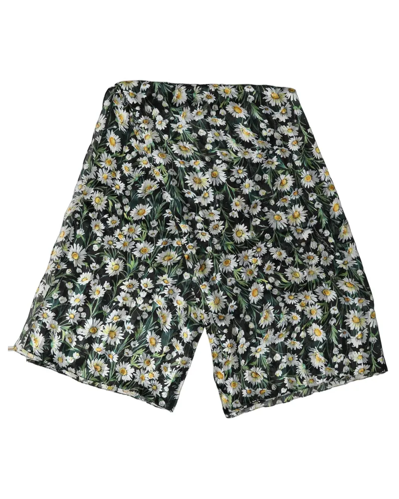 Dolce & Gabbana Daisy Floral Silk Scarf — Black Black