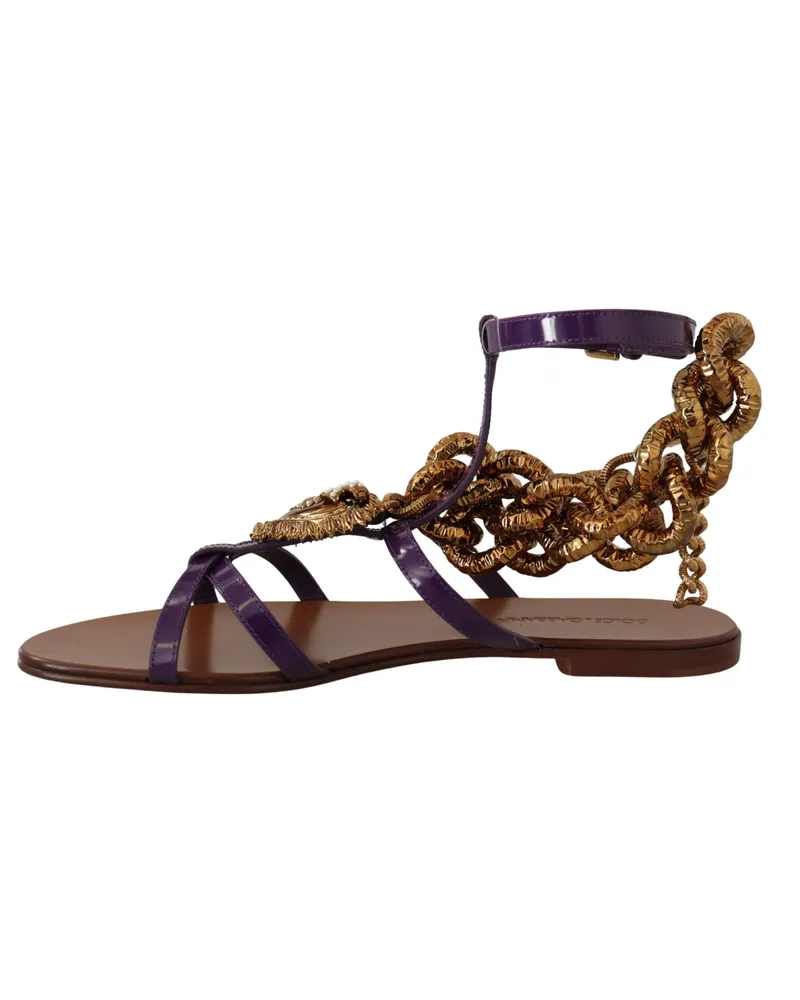 Dolce & Gabbana Devotion Heart Embellished Sandal — Purple Purple