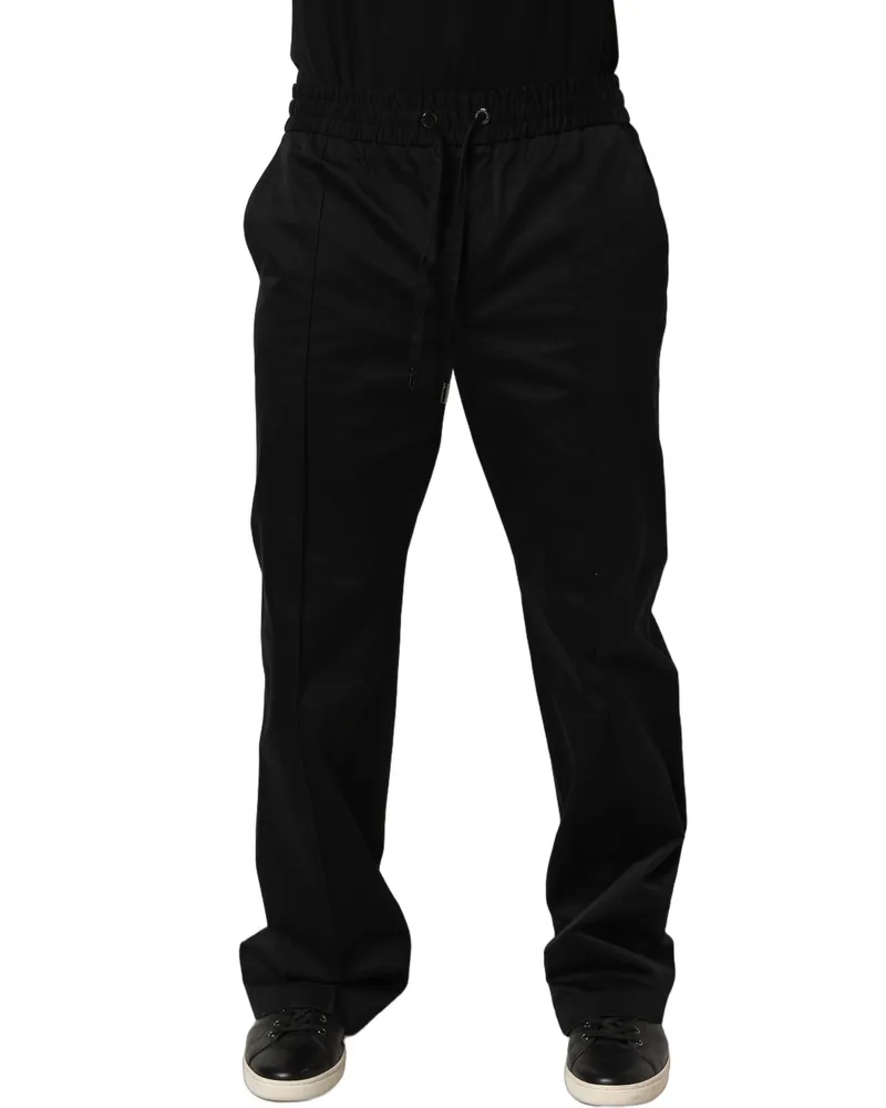 Dolce & Gabbana Black Drawstring Cotton Jogger Men Sweatpants Pants Black