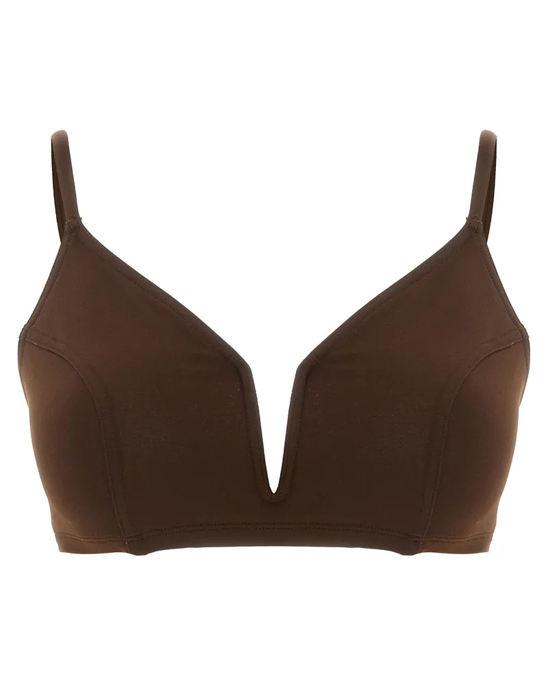 Eres Triangle V-Neck Bikini Top — Brown Brown