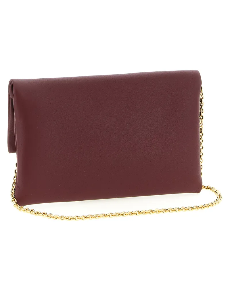 Fendi Women's Mamma Baguette Clutch Burgundy Lamb Leather Burgundy