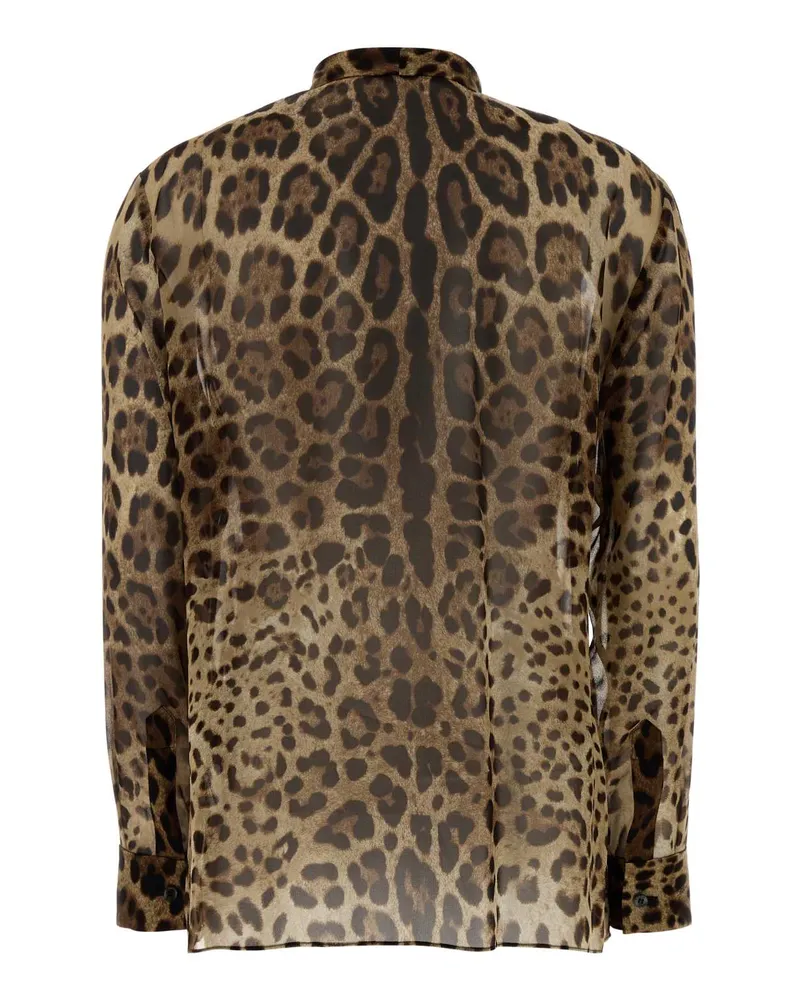 Dolce & Gabbana Leo New Exterior: Silk Elastane Camicie Shirt Brown