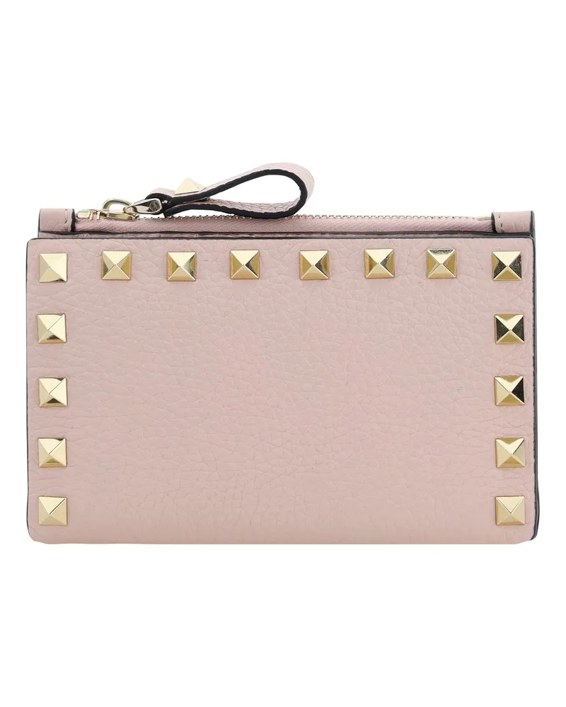 Valentino Garavani Women's Coin Purse Card Case Rockstud Rose Quartz Calf Leather Wallets & Purses Pink