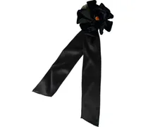 Men's Black Silk Gold Brass Floral Hair Pin Brooch Viscose Cupro Iron Accessory