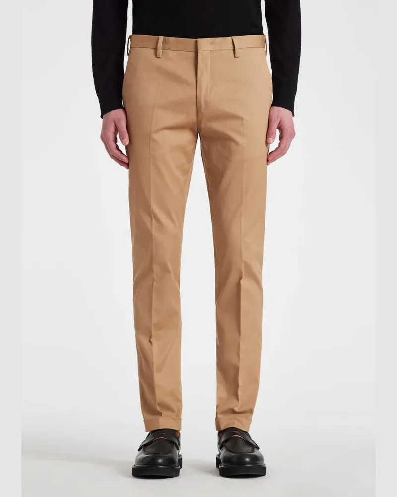 Paul Smith Slim-Fit Cotton-Stretch Trousers — Beige Beige