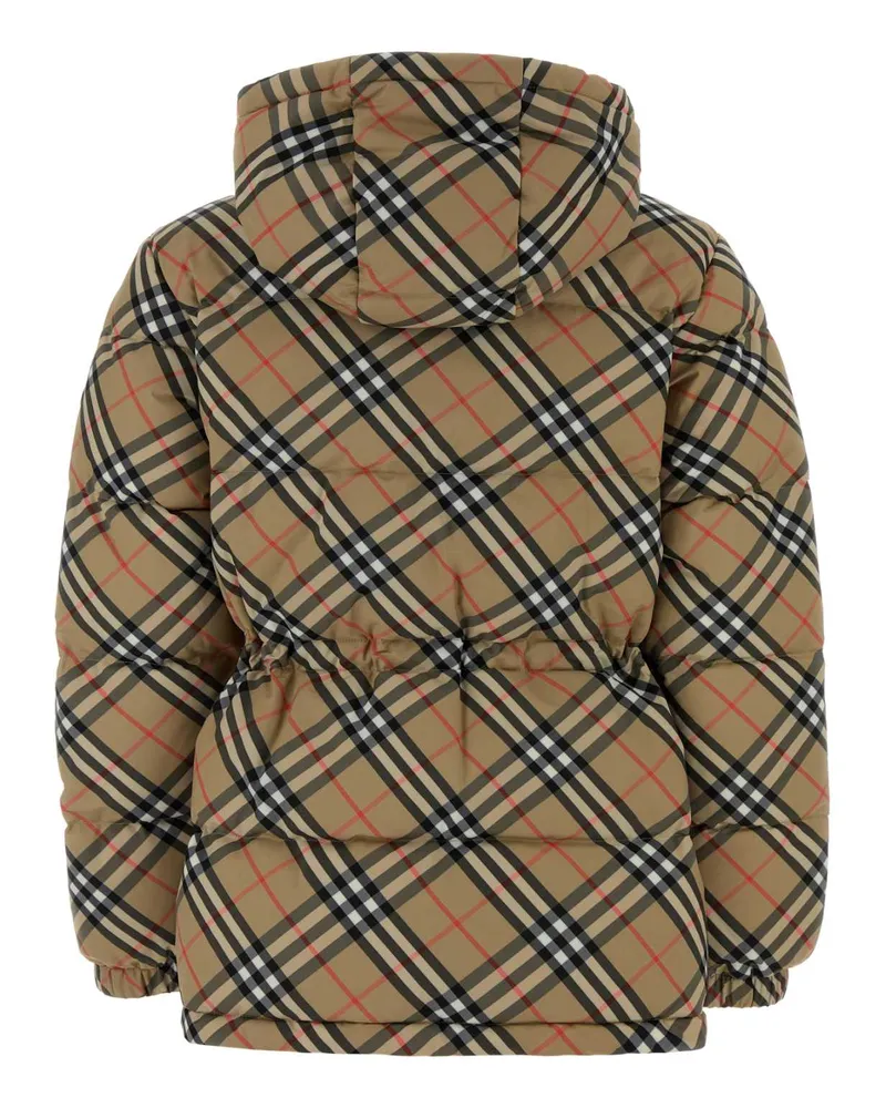 Burberry Women Embroidered Polyester Padded Jacket Sandipcheck Giubbini Beige