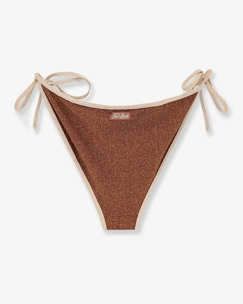 MC2 Saint Barth Women's String Bikini Bottom Virgo Lurex Brown Polyamide Swimwear Sea Clothing Brown