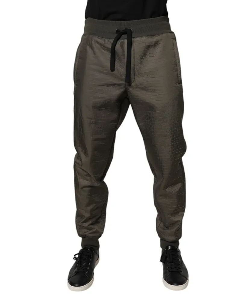 Dolce & Gabbana Brown Lambskin Leather Men Sweatpants Pants Lamb Brown
