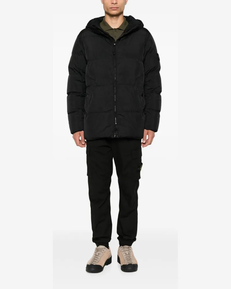 Stone Island Men's Down Jacket Black Padded Black