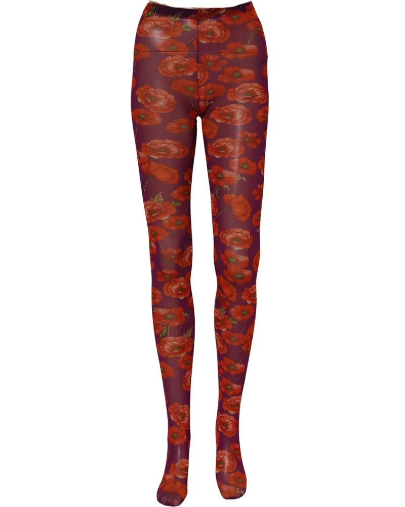 Dolce & Gabbana Floral-Print Nylon Leggings — Purple Purple