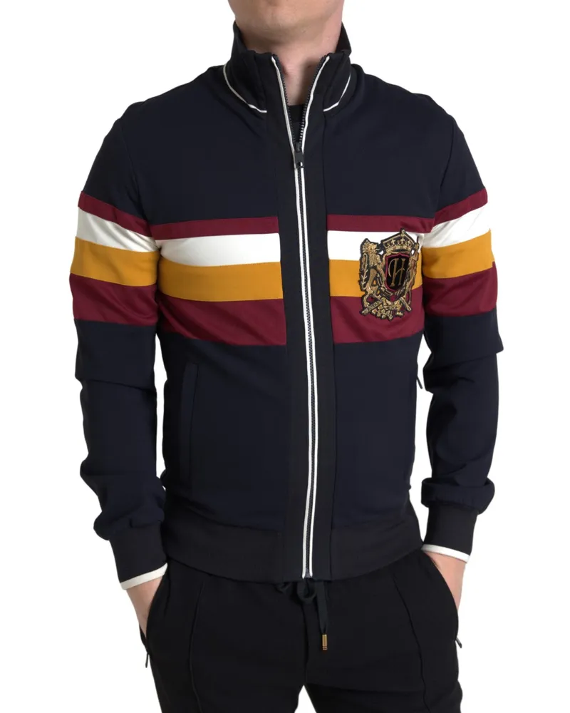 Dolce & Gabbana Men's Blue Cardigan Heraldic Full Zip Sweater Clothing Blue