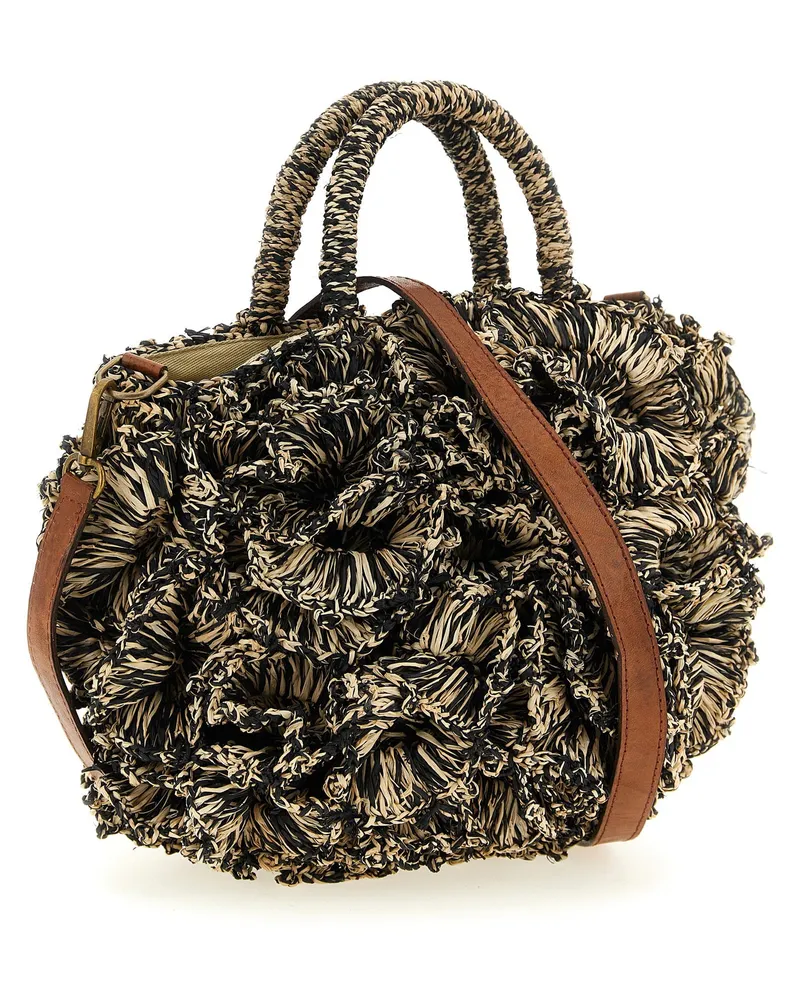 IBELIV 3D Crocheted Raffia Bucket Bag — Black Black
