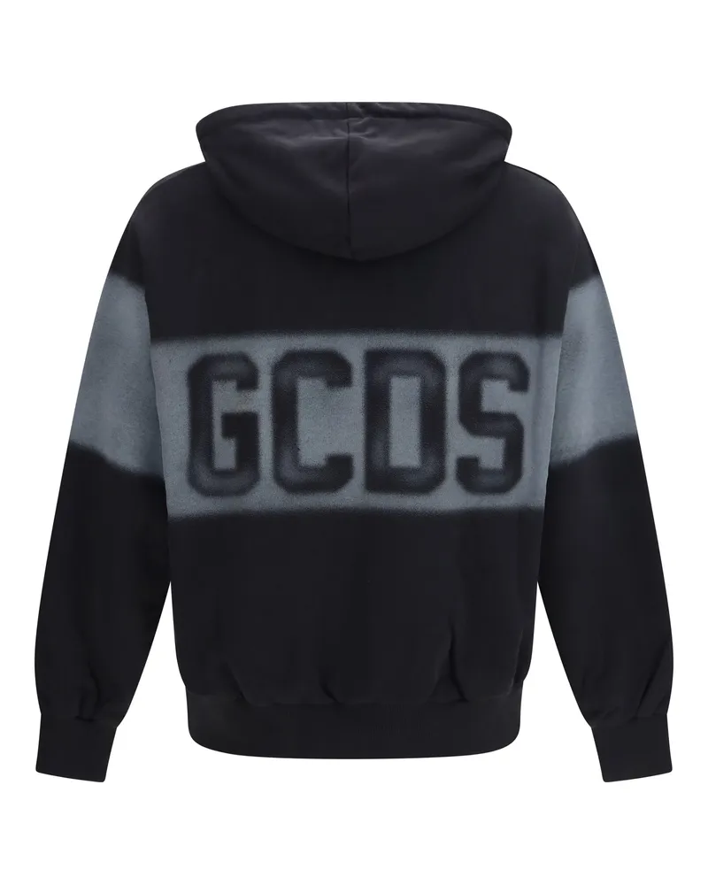 GCDS Spray Logo Hooded Sweatshirt — Black Black