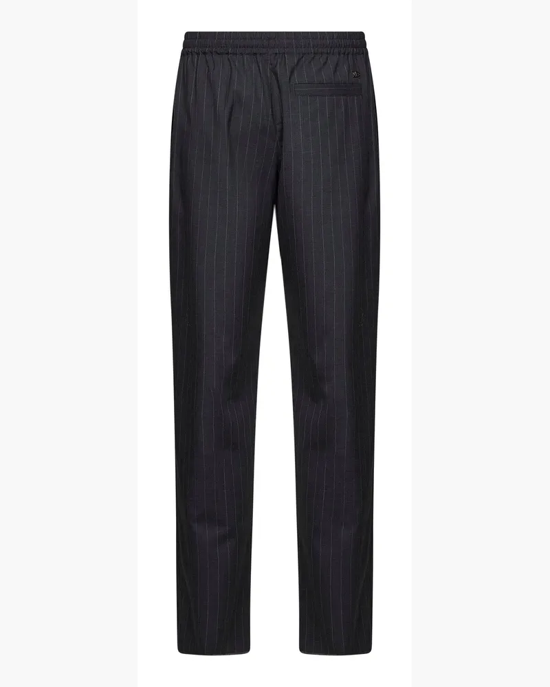 Burberry Men's Track Trousers Pinstriped Iron Grey Wool Gray