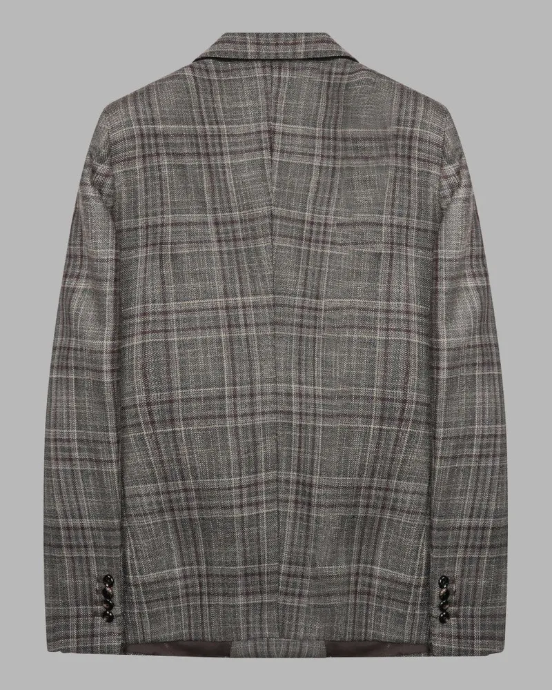 Tagliatore Double-Breasted Virgin Wool Silk Blazer — Gray Gray