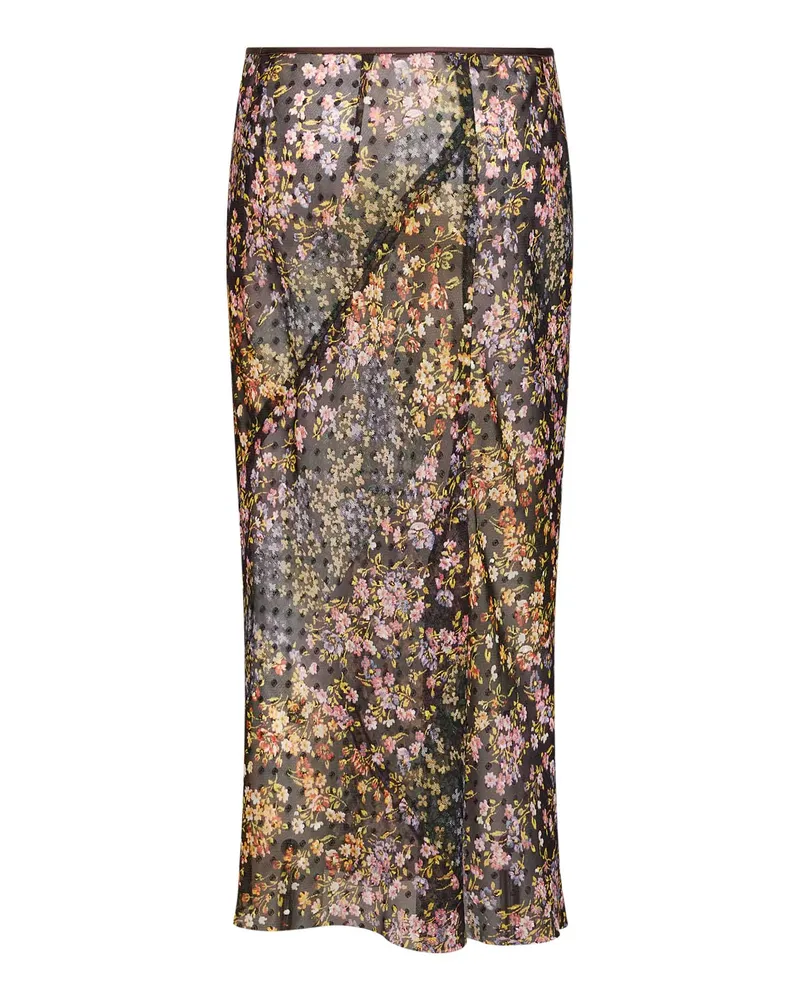 Dries van Noten Floral Jacquard Patchwork Midi Skirt — Multicolor Multicolor