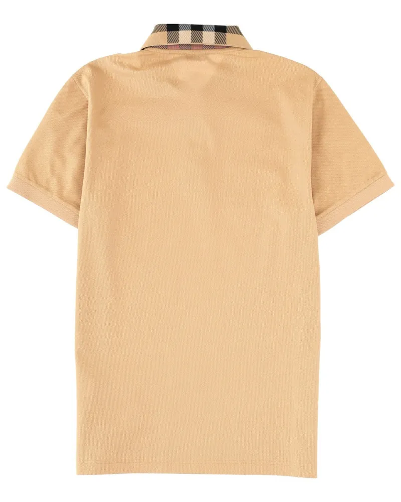 Burberry Check Collar Polo Shirt — Beige Beige