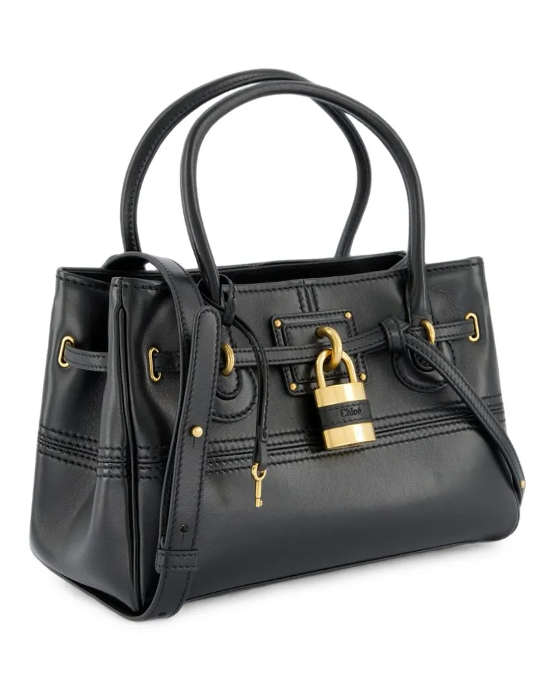 Chloé Grained Leather Padlock Top Handle Bag — Black Black