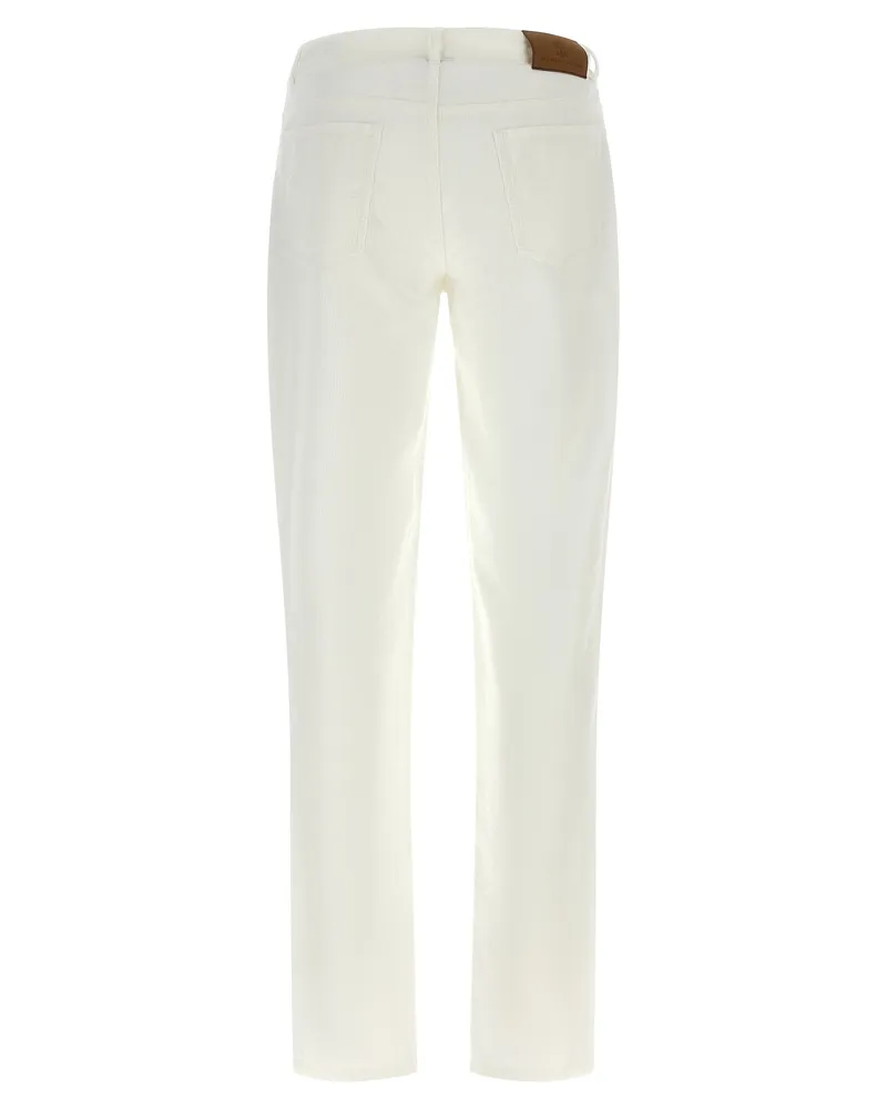 Brunello Cucinelli Thin Corduroy Trousers — Cream Cream