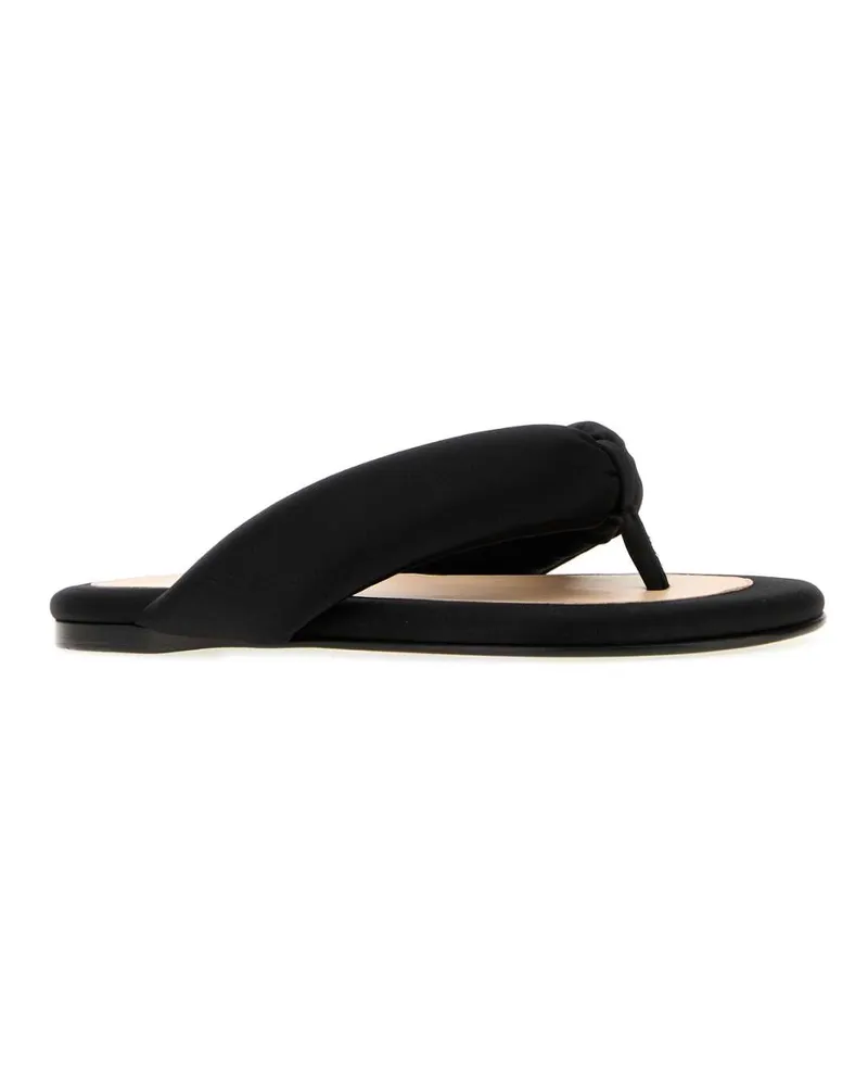 Carven Women's Black Satin Thong Slippers Deepblack Flat Shoes Black