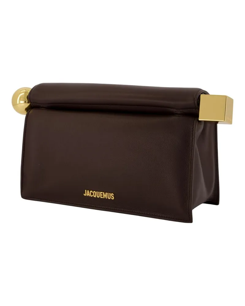 Jacquemus Women's La Pochette Rond Carre -  Leather Brown Lambskin Bags Handbags-Purses Brown