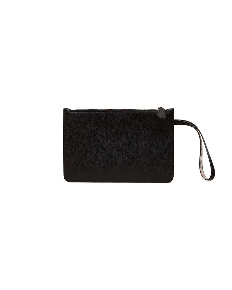 Burberry Leather Zip Pouch — Black Black