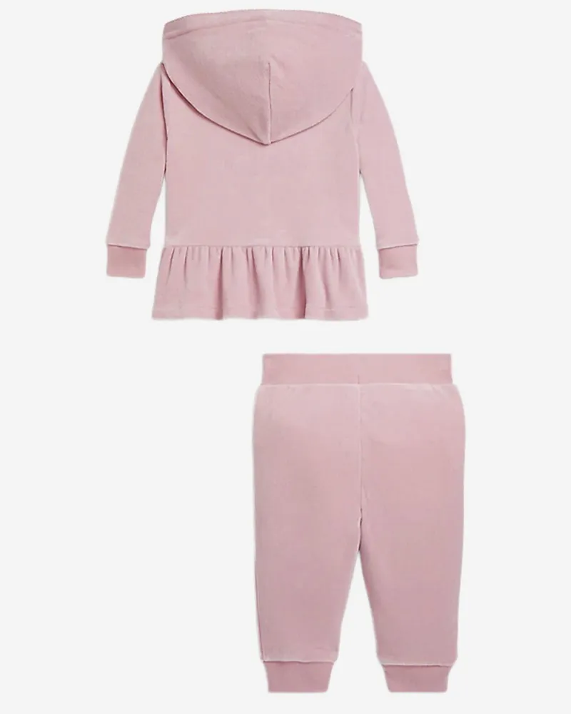 Ralph Lauren Girls' Tracksuit Set Chenille Pink Jacket: Cotton Sets Accessory Pink