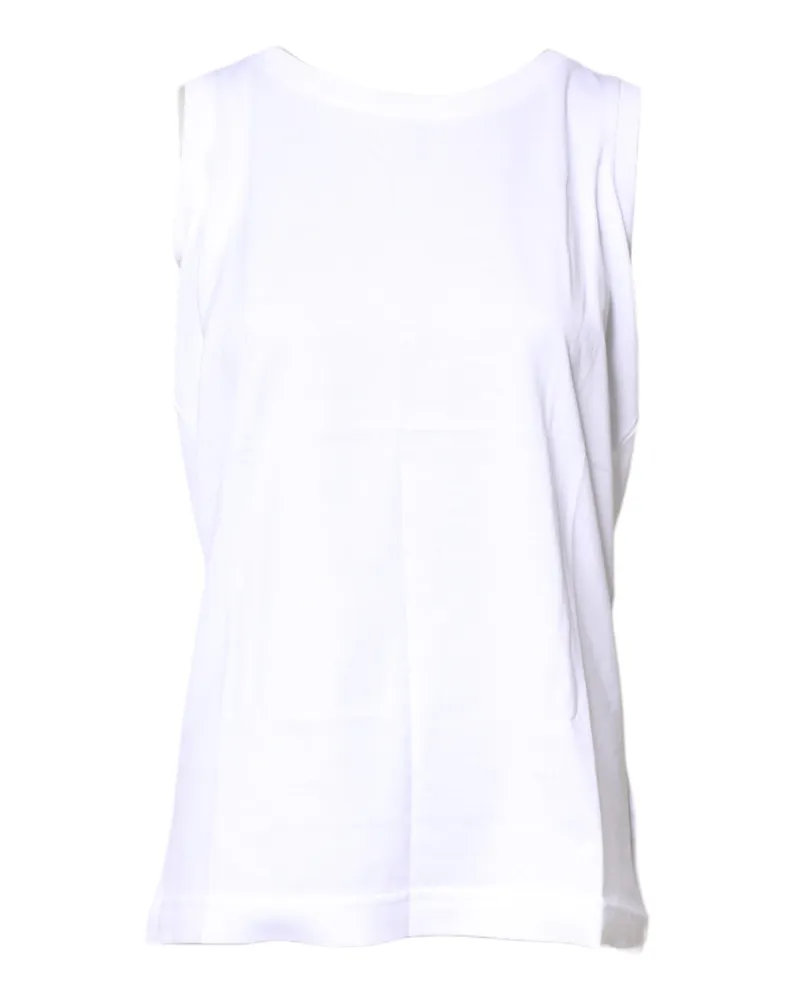 Dolce & Gabbana Women's White Cotton Sleeveless Crew Neck T-Shirt White
