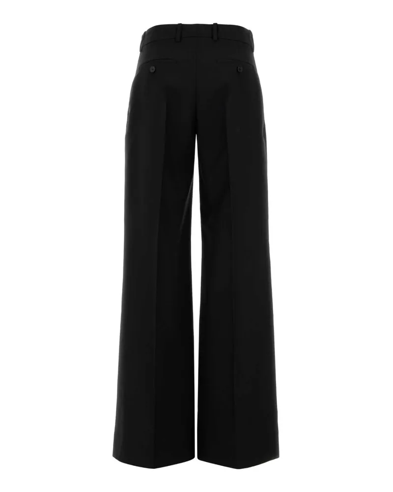Alexander McQueen Women's Black Wool Blend Wide-Leg Pant Exterior: Mohair Pantaloni Trousers Black